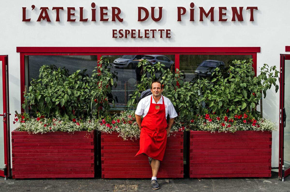 Ramuntxo Pochelu is a pepper producer and owner of Atelier du Piment. He also runs a cooking school teaching Basque dishes based on Espelette peppers.