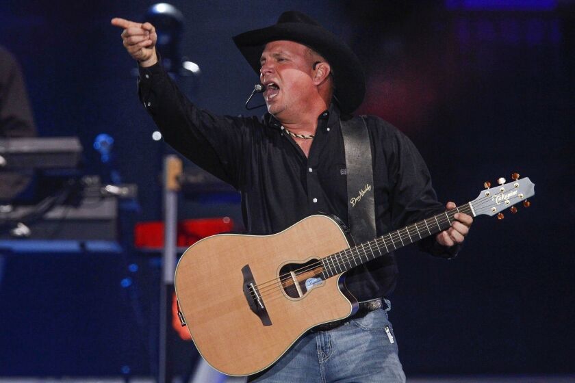Country music superstar Garth Brooks performs at the first of his five-concert series at the Valley View Casino Center in San Diego.