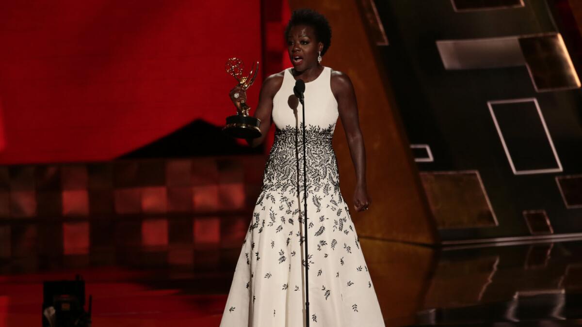 Viola Davis, star of ABC's “How to Get Away With Murder,” made history as the first African American to win the prize for best actress in a drama series.