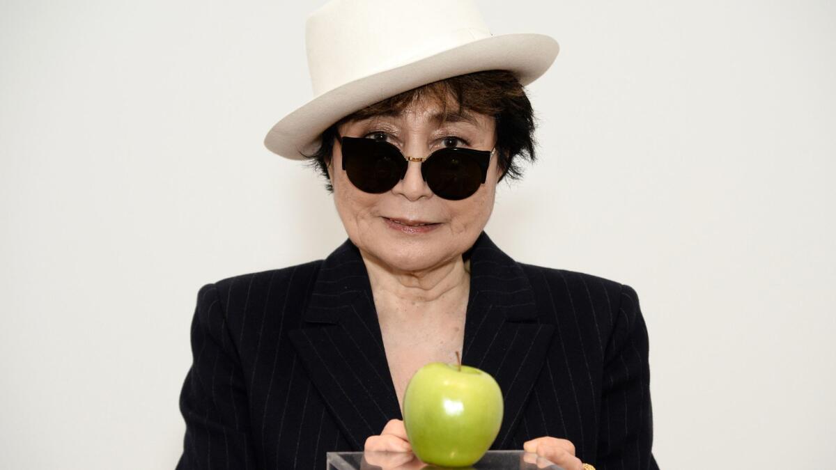 Yoko Ono, photographed in 2015 in New York. The artist has signed off on the artists who will perform her work in a tribute Friday at Disney Hall.