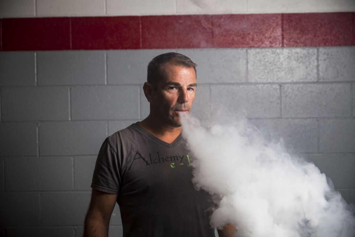 Alarmed by a surge in nicotine poisonings and the potential for abuse, the FDA is considering rules for the vaping industry, which some say could doom small companies such as Robert Steed’s two vaping stores.