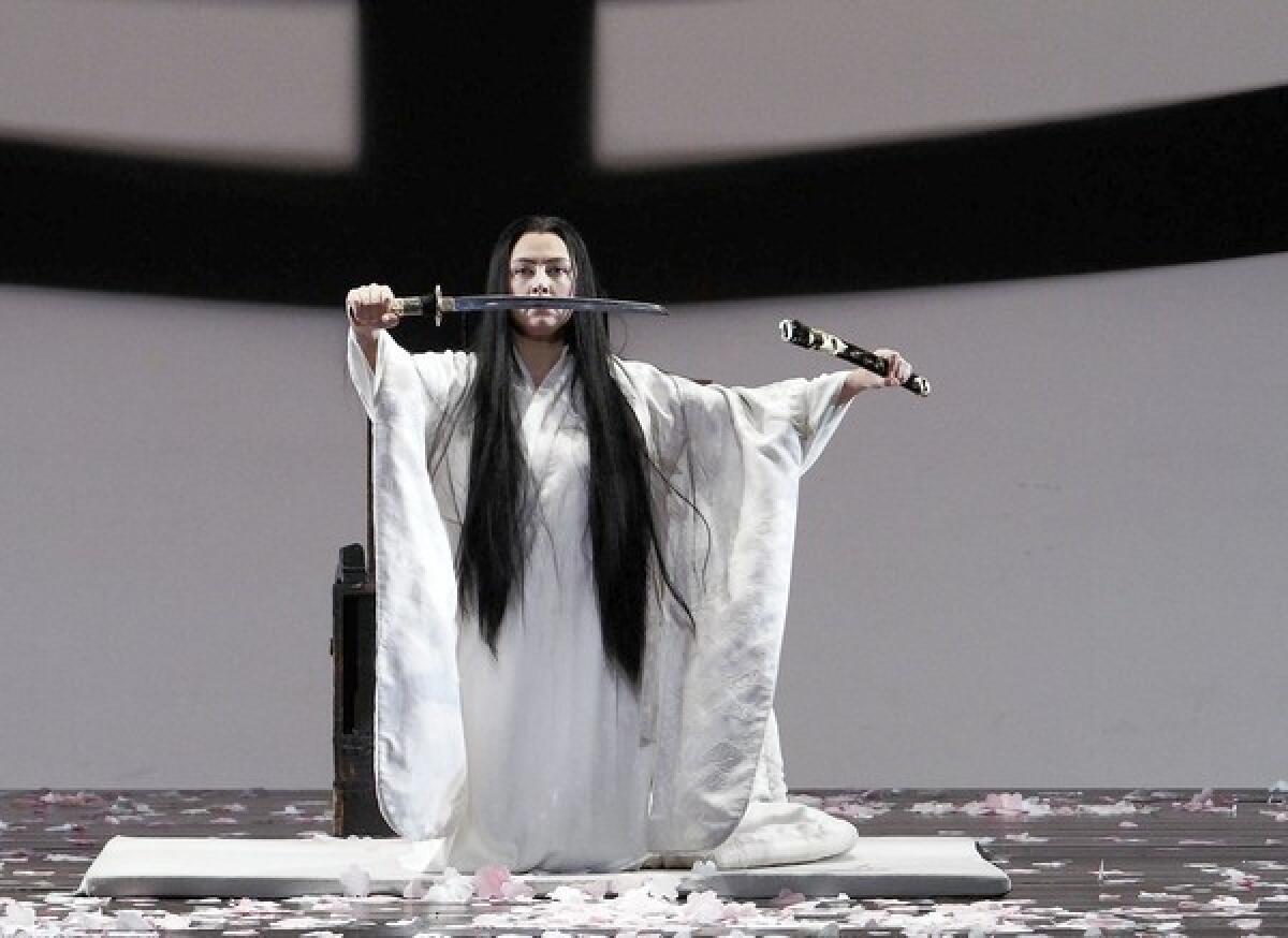 Oksana Dyka as Cio-Cio-San, seen in a dress rehearsal of L.A. Opera's production of Puccini's "Madame Butterfly" at the Dorothy Chandler Pavilion.