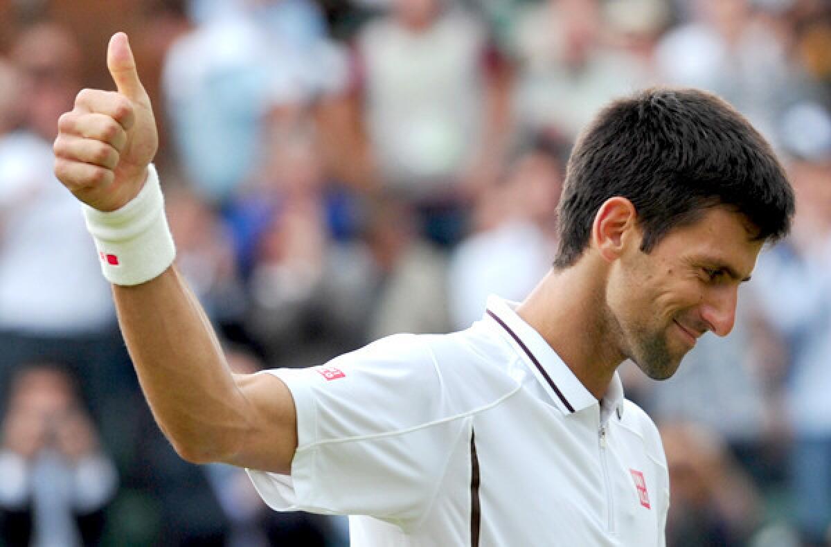 Novak Djokovic after beating Tomas Berdych in a Wimbledon quarterfinal match Wednesday.