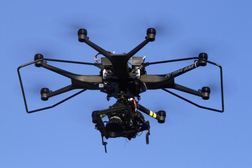 A drone is used to shoot scenes for a television show in Santa Clarita in September.