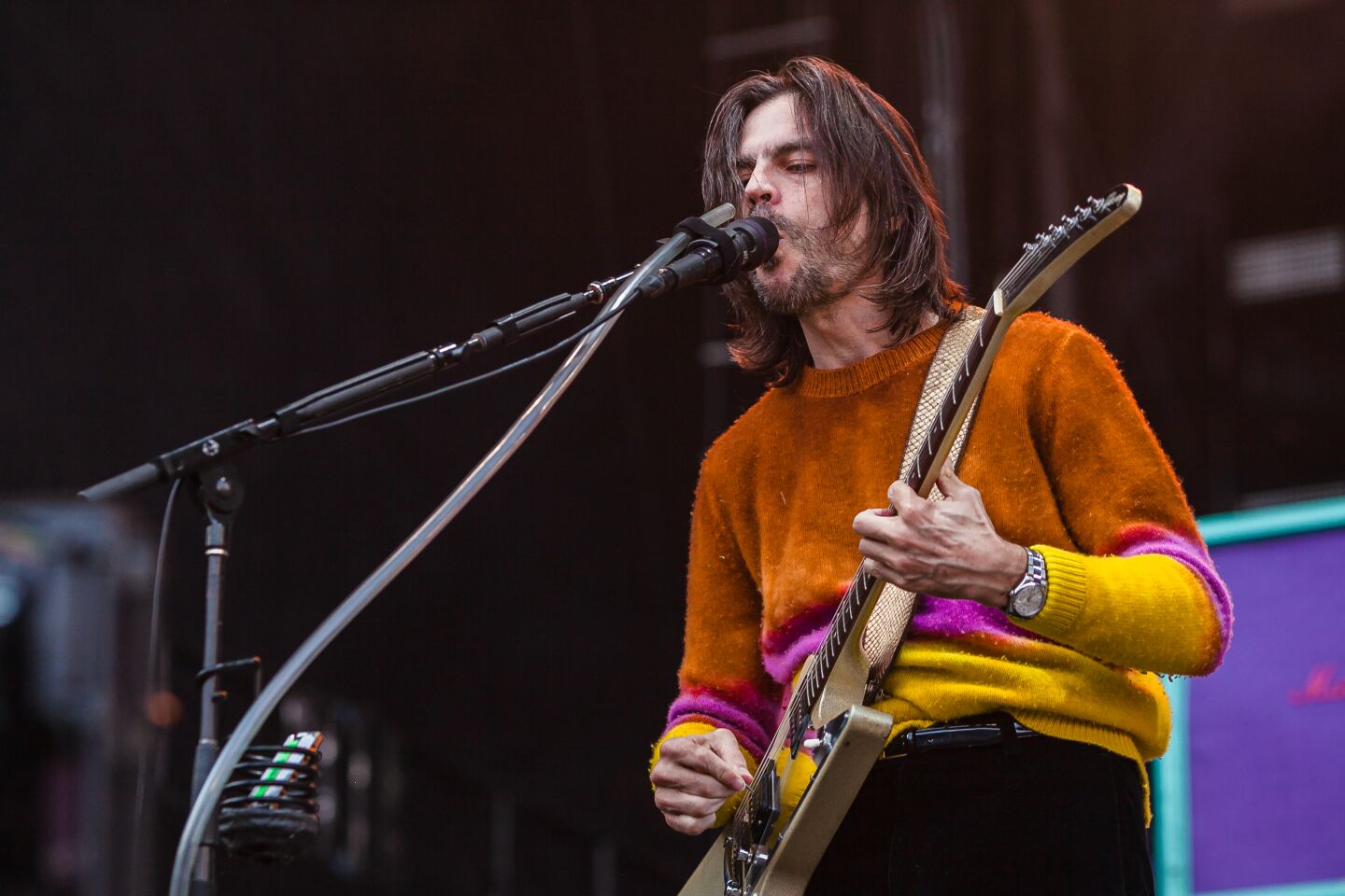 Brian Bell from Weezer at Petco Park during the Hella Mega Tour in downtown San Diego on August 29, 2021.