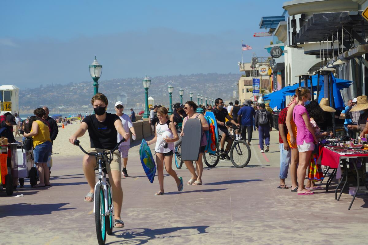 Mission Beach boardwalk.