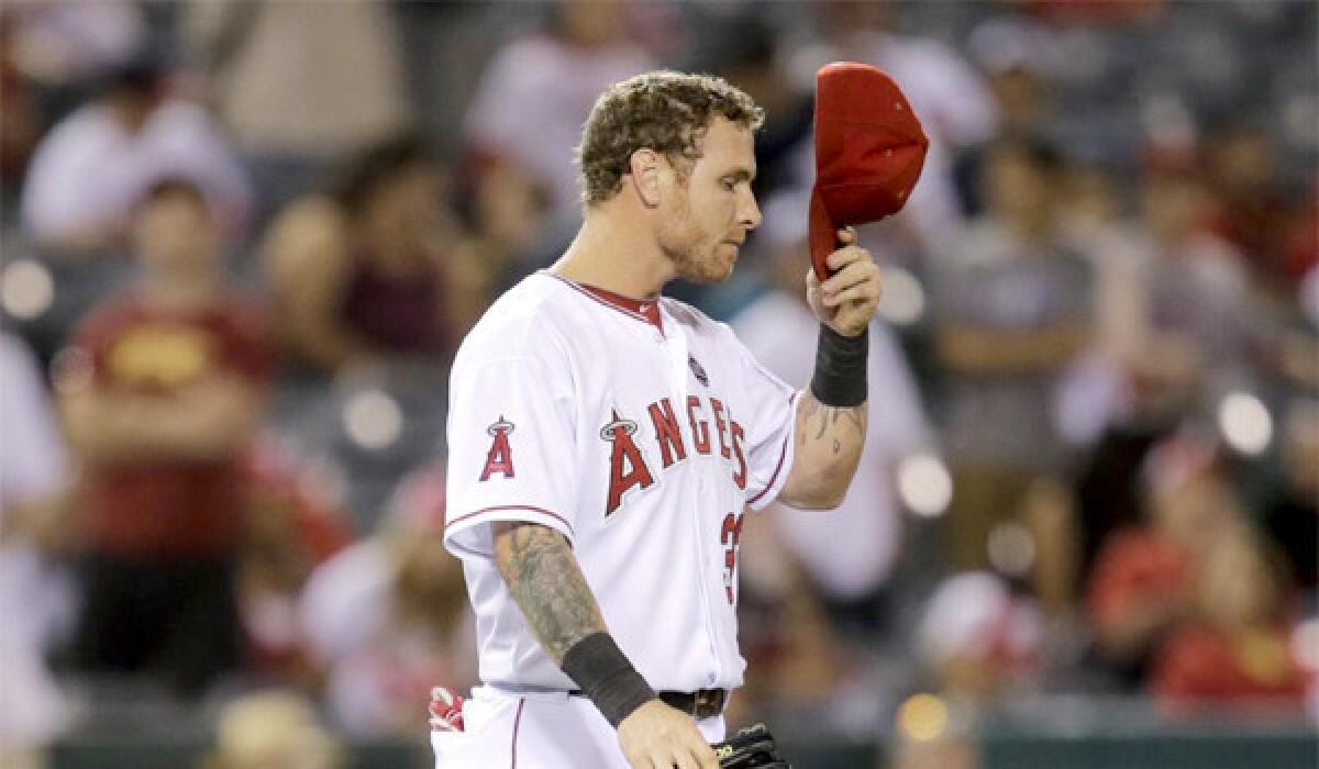 Josh Hamilton was moved from the No. 2 position the Angels' batting order to the No. 7 spot after another poor performance at the plate against the Mariners on Tuesday.