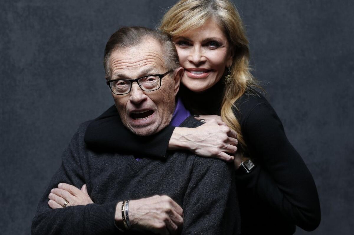 Larry King with wife Shawn King at Sundance, where the interviewer was in Park City filming his show for ORA TV.