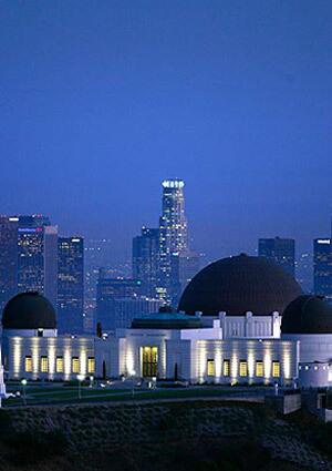 The Griffith Observatory, with downtown Los Angeles in the background, as seen in 2006.