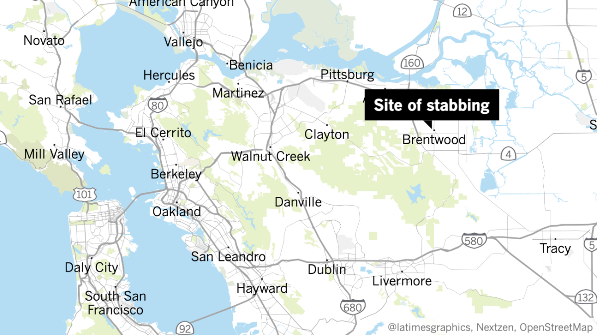 Map shows the site of the shooting in Brentwood, Calif.