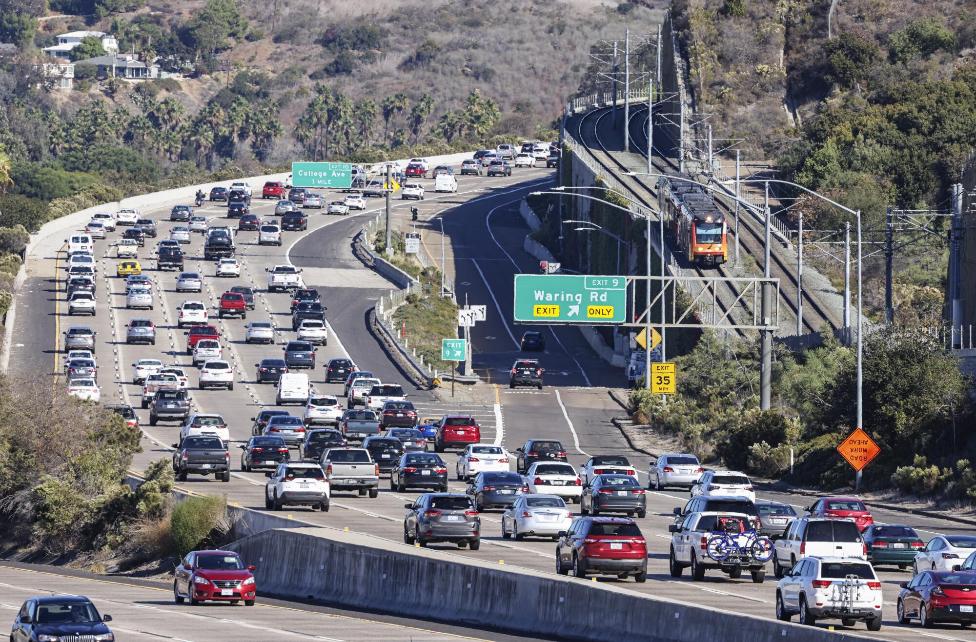 Cars on the freeway in San Diego