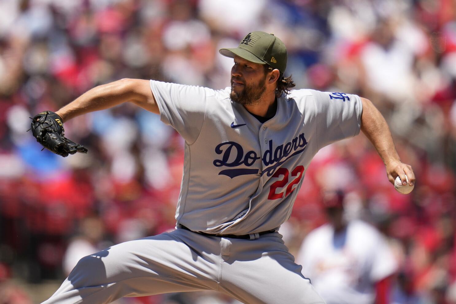 Los Angeles, USA. 6th Aug 2019. Los Angeles Dodgers starting pitcher  Clayton Kershaw (22) shows his unique pre-pitch stretch during the game  between the St. Louis Cardinals and the Los Angeles Dodgers