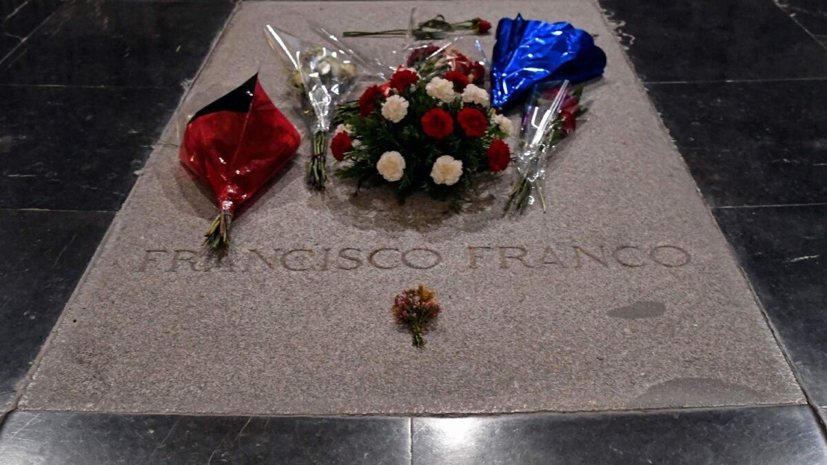 The grave of Spain's Gen. Francisco Franco in San Lorenzo del Escorial, near Madrid at the Valley of the Fallen.