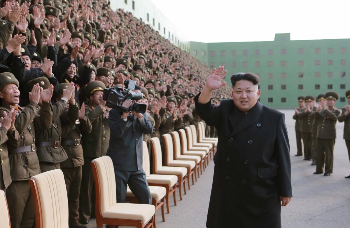 North Korean leader Kim Jong-un is seen at an event with military commanders in Pyongyang, North Korea.