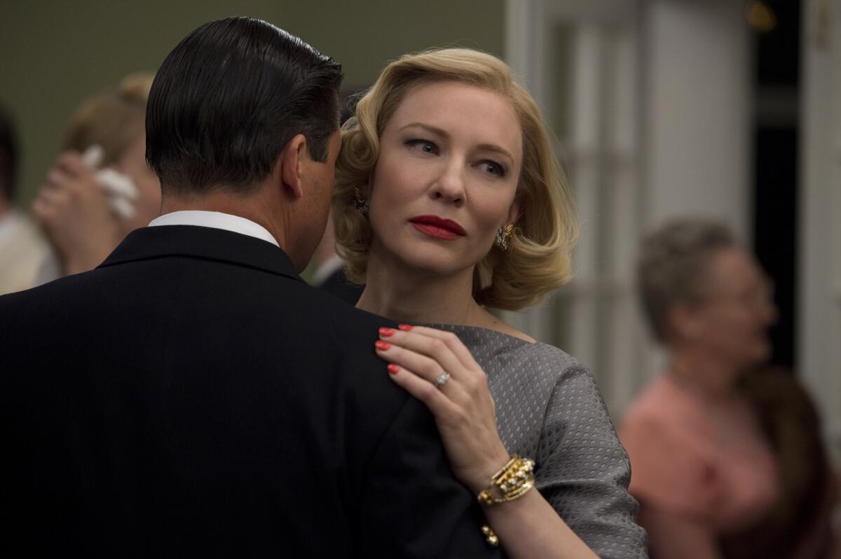 Kyle Chandler, left, and Cate Blanchett in a scene from the film, "Carol." Blanchett was nominated for an Oscar for best actress on Thursday, Jan. 14, 2016, for her role in the film.