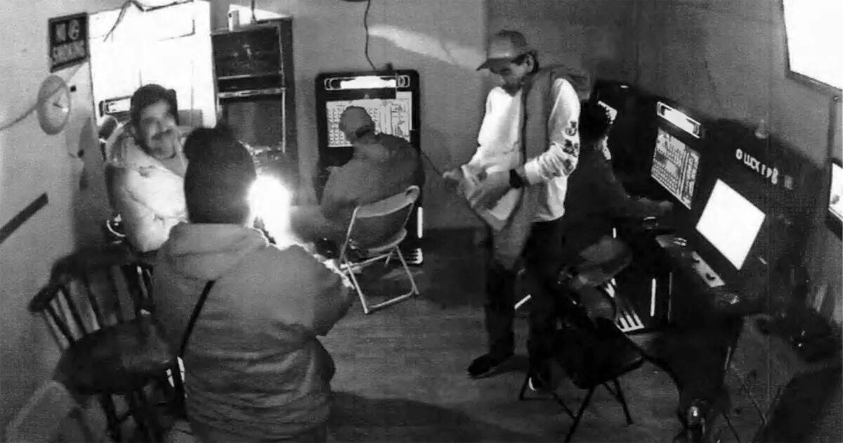 Surveillance footage seen inside a suspected illegal gambling parlor on Oct. 28, 2020, in San Diego.
