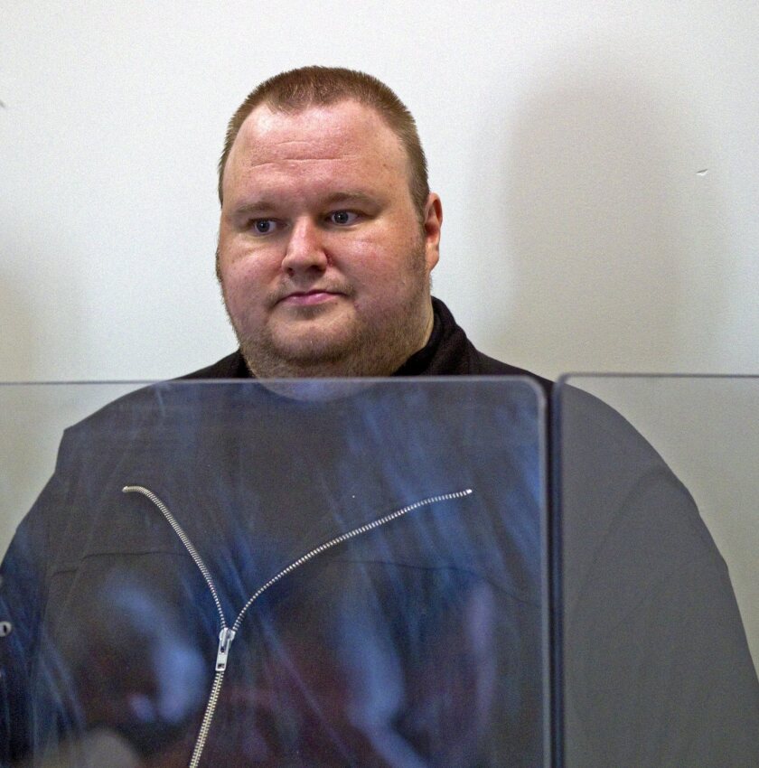 German national Kim Schmitz, also known as Kim Dotcom is remanded in custody at the District Court on charges in a US copyright infringement investigation in Auckland, New Zealand, 20 January 2012.