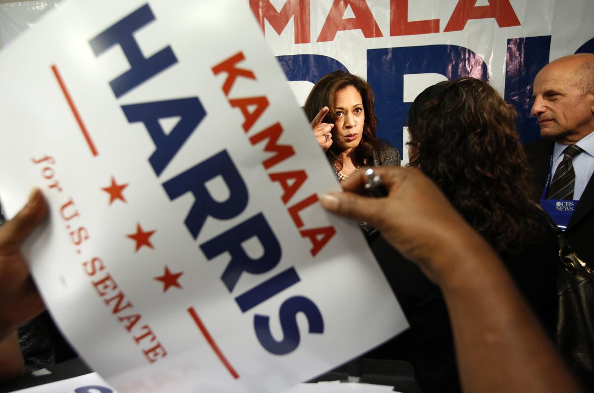 Kamala Harris at a Senate campaign event.