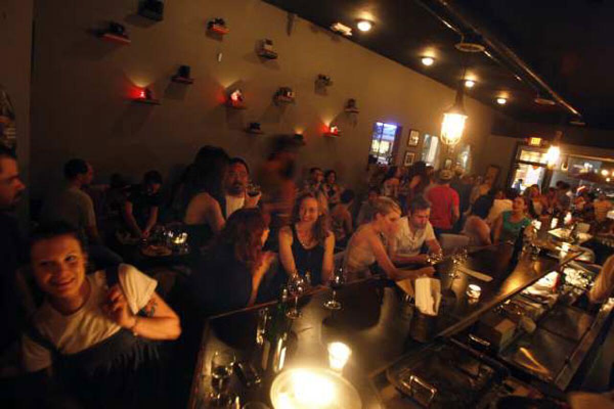 Patrons gather at a wine bar in Los Feliz.