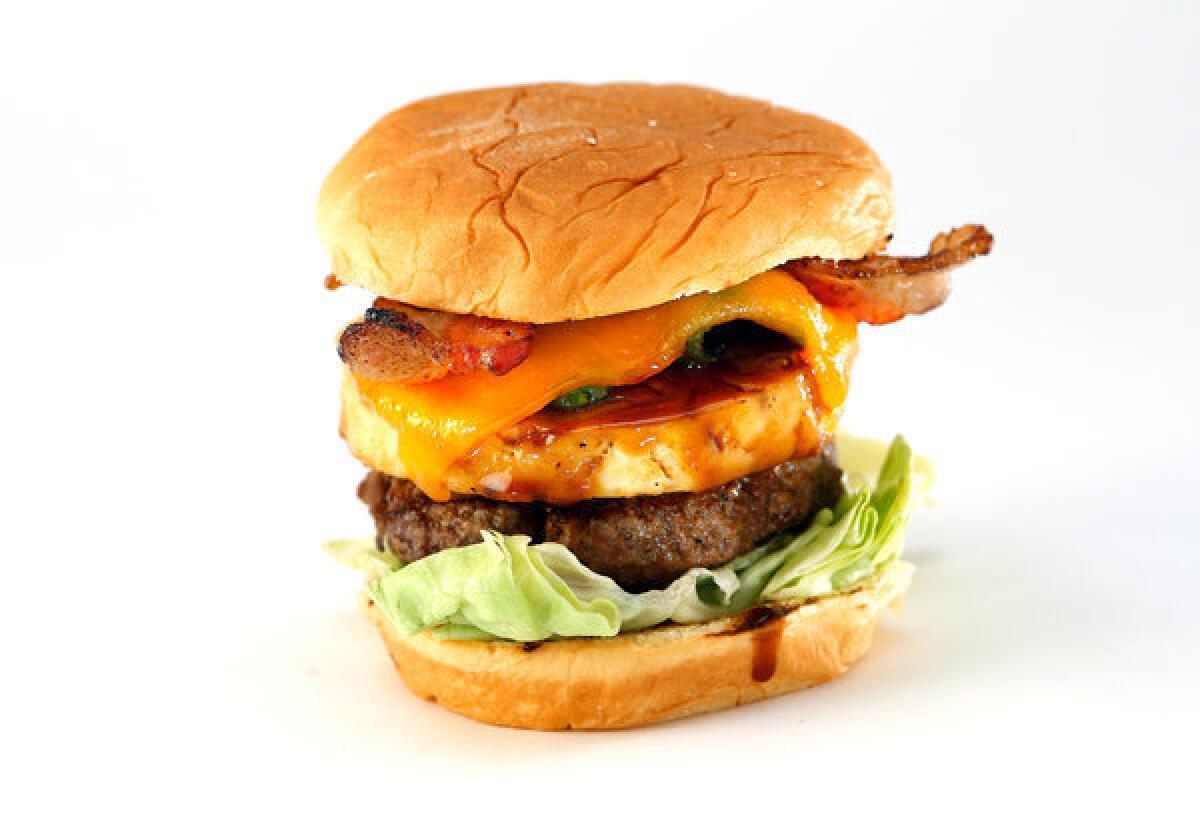 Texas barbecue meets Hawaiian luau, hence the name Texas luau burger.