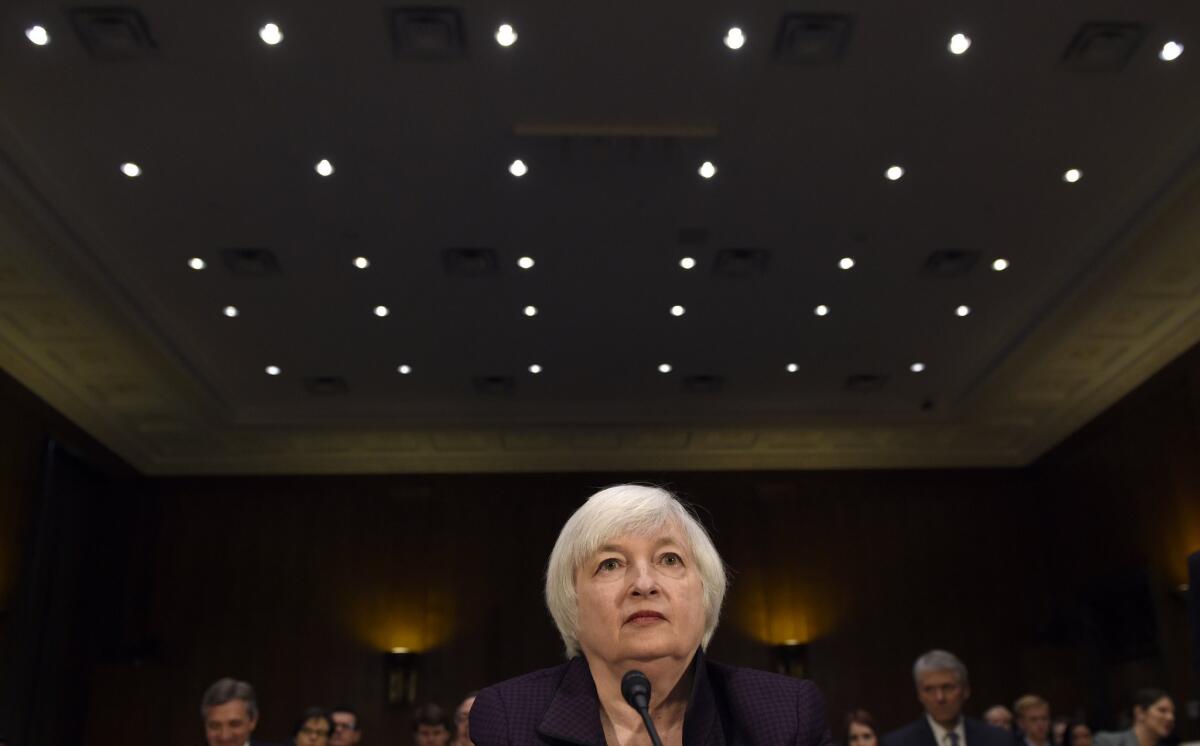The scene a year ago, as Federal Reserve Chairwoman Janet L. Yellen prepared to testify on Capitol Hill on Feb. 24, 2015.