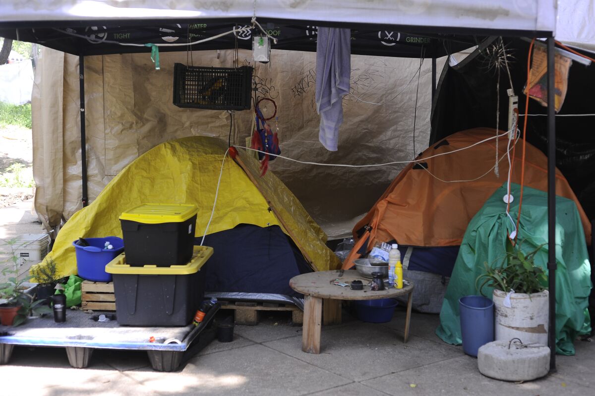 A camp outside Mexico's Senate building.