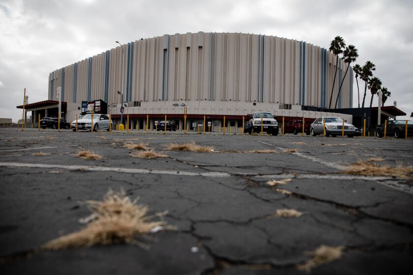 The Pechanga Arena at the Midway District seen on Monday, Oct.11, 2021. The city plans to lease the 48-acre lot.