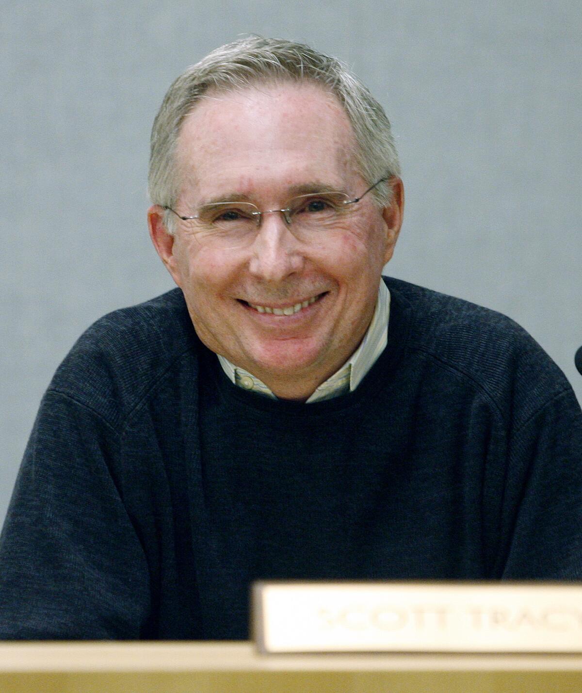 Boardmember Scott Tracy of the La Canada Unified School District school board at a district meeting at district headquarters in La Canada Flintridge on Tuesday, November 15, 2011.