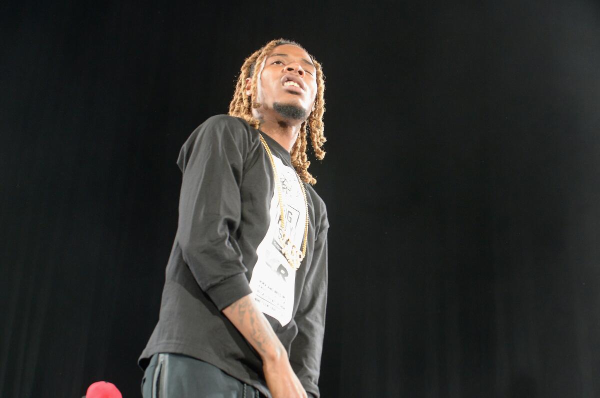 Rapper Fetty Wap, shown performing in Miami earlier this month, says he is OK following a motorcyle accident over the weekend in New Jersey in which he broke his leg.