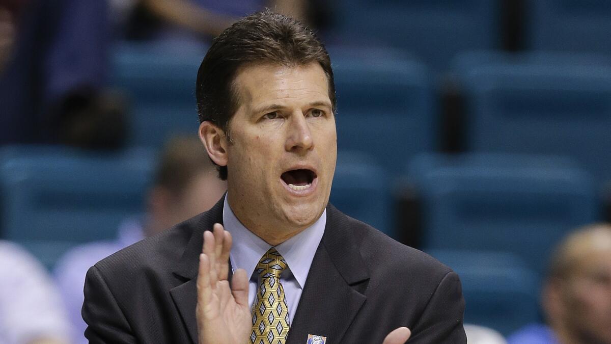 UCLA Coach Steve Alford applauds his players during a game against Stanford at the Pac-12 tournament semifinals in March.
