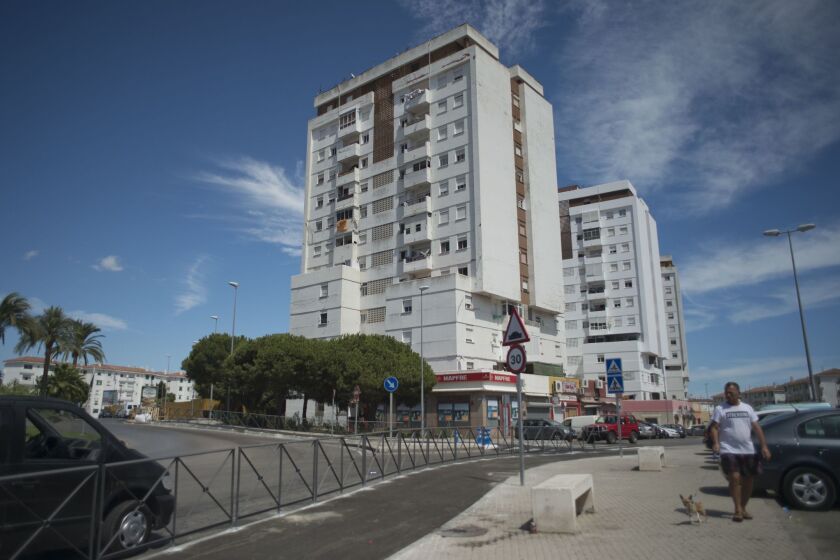 The building in Algeciras, Spain, where train attack suspect Ayoub el Khazzani is believed to have lived in his youth.