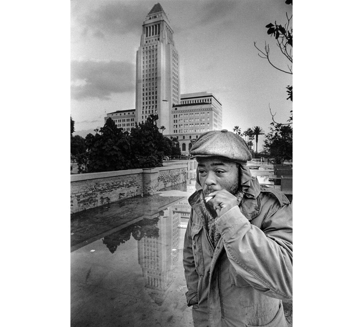 Jan. 12, 1987: Paul Robinson recently lived in a tent city near Los Angeles City Hall.