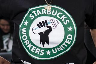 File - The Starbucks Workers United logo appears on the shirt of a person attending a hearing in Washington on March 29, 2023. Starbucks sued the union organizing its workers Wednesday, saying a pro-Palestine social media post from a union account early in the Israel-Hamas war angered hundreds of customers and damaged its reputation. (AP Photo/J. Scott Applewhite, File)
