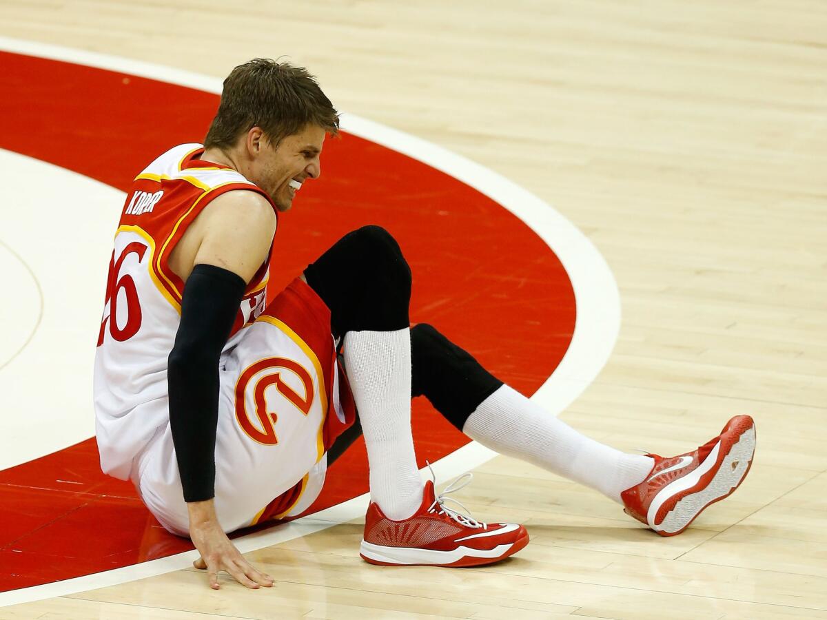Atlanta Hawks guard Kyle Korver has been ruled out for the rest of the playoffs with a high-ankle sprain.