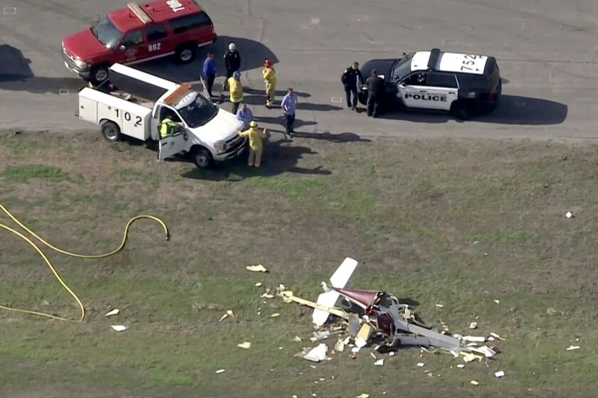 A small plane crashed at the Torrance Airport Wednesday, November 30, 2022. Wreckage from the aircraft was located at the departure end of the runway.
