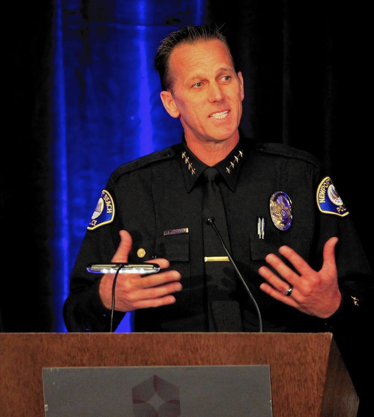 Retired Newport Beach Police Chief Jay Johnson might return while the city looks for his replacement. The City Council is expected to consider a contract for him Tuesday night.