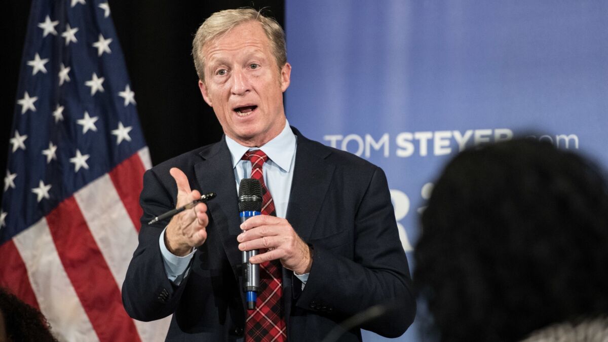 Tom Steyer will not seek the 2020 Democratic presidential nomination.