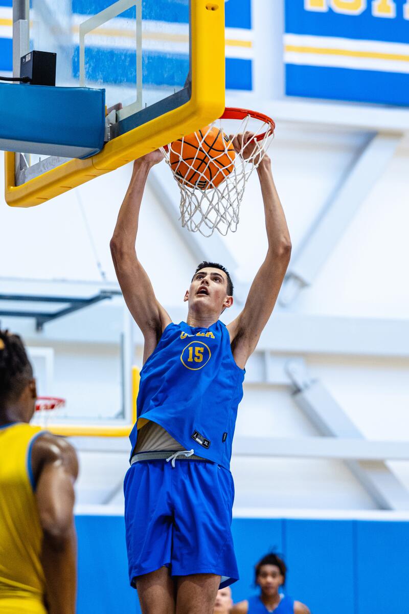 UCLA 7-foot-3 freshman Aday Mara takes part in a recent practice.
