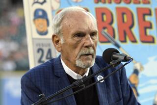 FILE - Former Detroit Tigers manager Jim Leyland addresses the crowd during a ceremony.