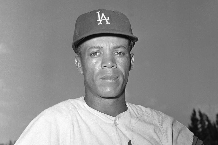 Los Angeles Dodgers infielder Maury Wills poses March 27, 1962. (AP Photo)