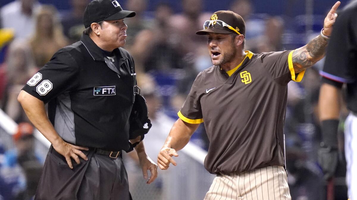 Two ejected as Padres drop frustrating game to Marlins - The San Diego  Union-Tribune