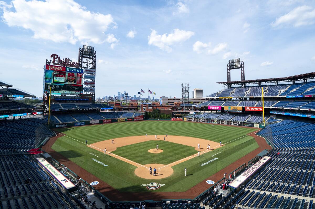 View of Citizens Bank Park during a game between the Miami Marlins and the Philadelphia Phillies on July 26, 2020.