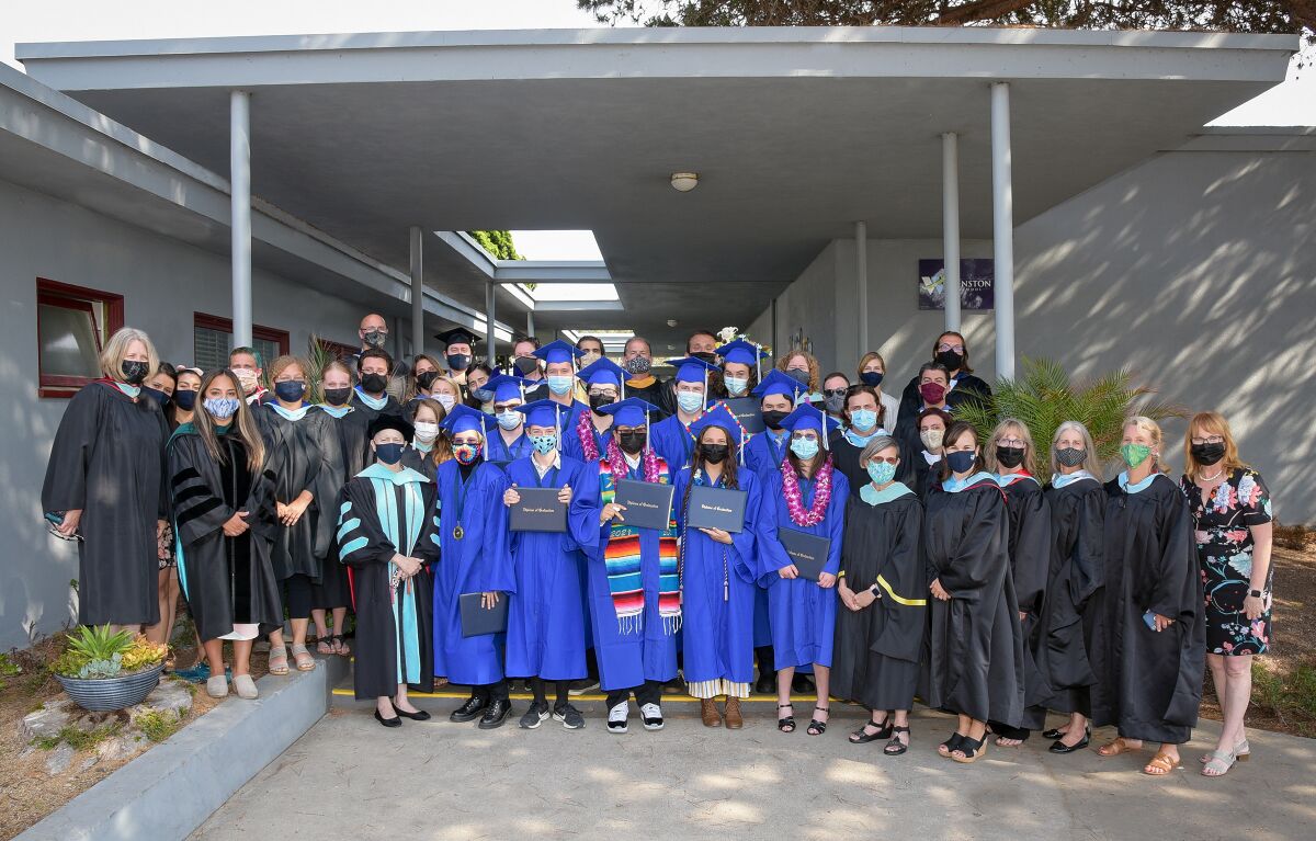 Winston School students and staff pose at the school's graduation on June 16, 2021.