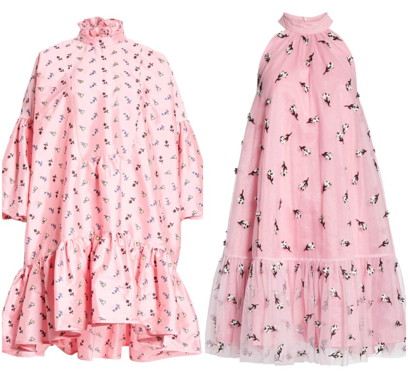 Fall looks from the Scandanavian designers Cecilie Bahnsen, left, and Ganni.