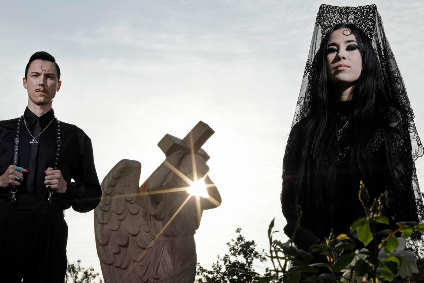 LOS ANGELES, CALIF. - NOVEMBER 10, 2017: Zachary and Alexandra James of "Twin Temple," are a self-described "Satanic Doo-Wop" group and active Satanists. In the Trump era, some L.A. artists and musicians have rediscovered and revived Satanism as an influence which has a long history in L.A.'s avant-garde. (Myung J. Chun / Los Angeles Times)