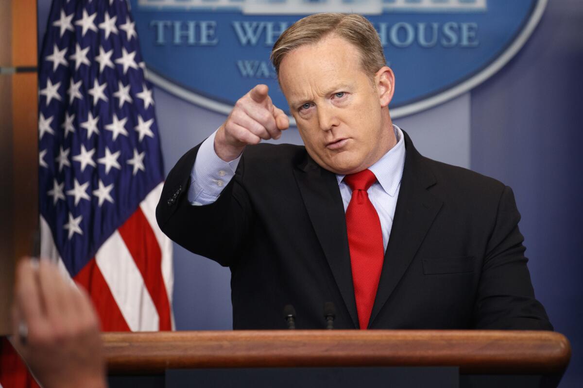 White House press secretary Sean Spicer speaks during the daily press briefing at the White House in Washington, Friday, Feb. 3, 2017. (AP Photo/Evan Vucci)