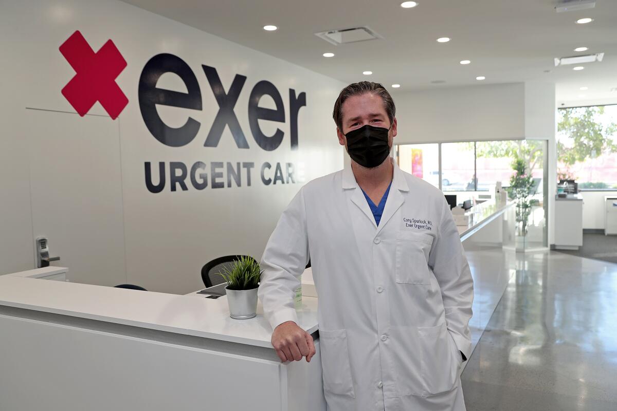 Chief Medical Officer Dr. Cory Spurlock at Exer Urgent Care's first Orange County location on Wednesday in Huntington Beach.
