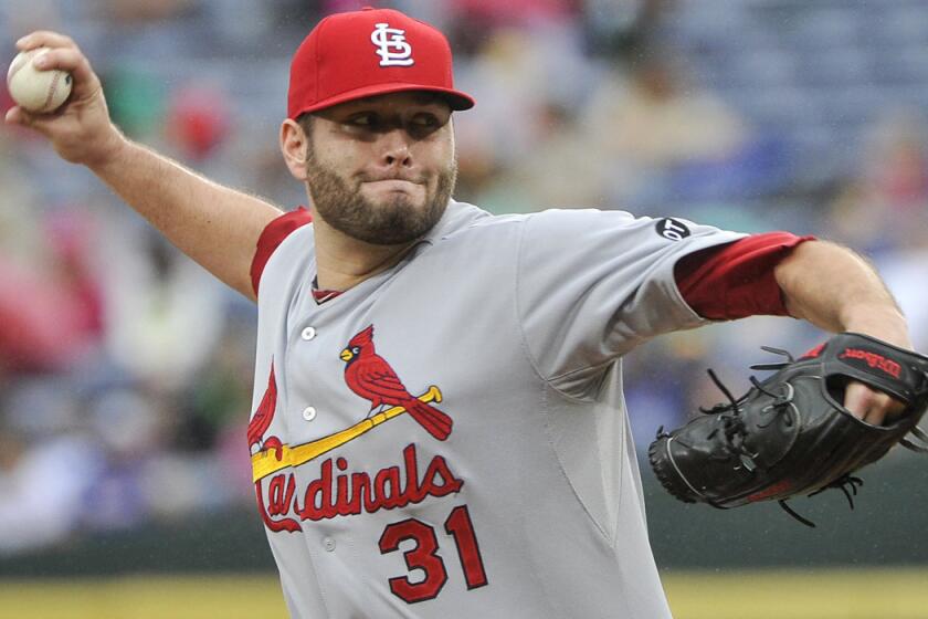 St. Louis Cardinals' Lance Lynn pitches against the Atlanta Braves on Oct. 4.