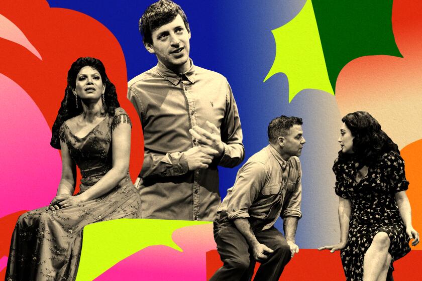 A collage of Merle Dandridge, Alex Edelman, Joshua Bitton and Erika Soto in William Shakespeare's "Much Ado About Nothing."