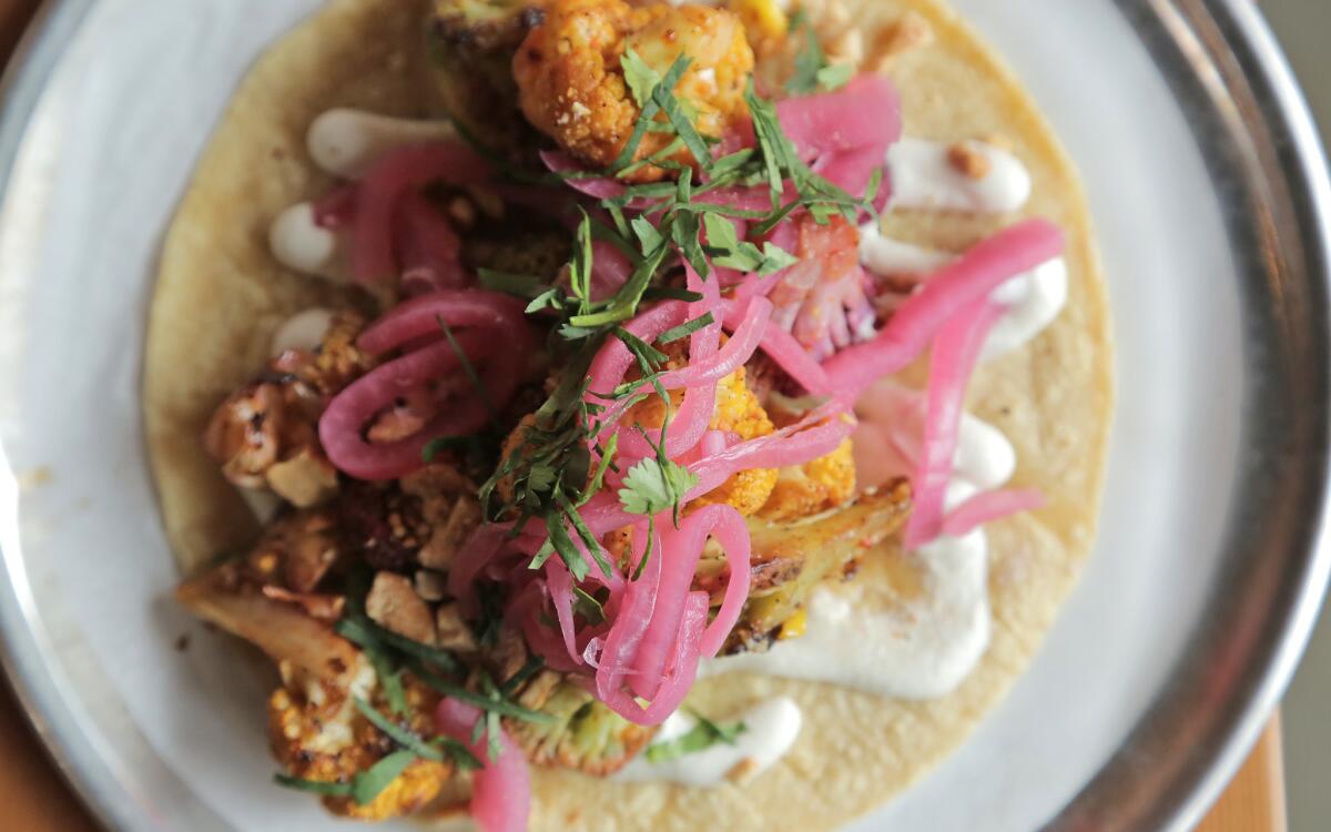 Roasted rainbow cauliflower tacos